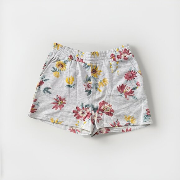 LOFT Floral Shorts Women's Medium Grey Terrycloth Sweatshorts Loungewear - Picture 2 of 6